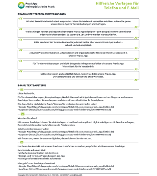 PraxisApp - Hilfreiche Vorlagen für Telefon und E-Mail