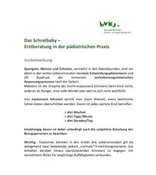 Das Schreibaby - Erstberatung in der pädriatischen Praxis (Downloadartikel)
