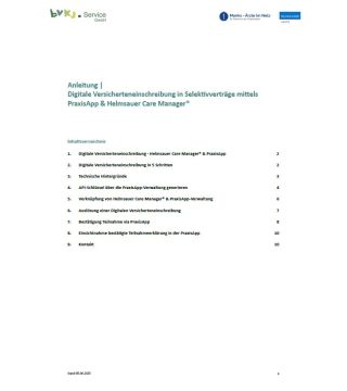 Anleitung - Digitale Versicherteneinschreibung in Selektivverträge mittels PraxisApp & Helmsauer Care Manager® (Download)