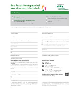 Anmeldebogen Praxishomepage bei www.kinderaerzte-im-netz.de (Downloadartikel)